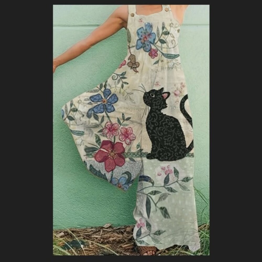 NWT - FLORAL CAT & MOUSE PRINT JUMPER / ROMPER